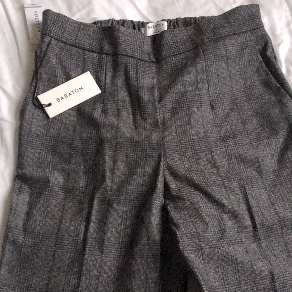 Babaton Conan pants, charcoal check, NWT, slim leg ankle length. Never worn.